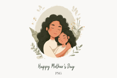 Happy Mothers Day Mom and Child Cute Floral Design Product Image 1