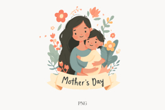 Happy Mothers Day Mom and Child Cute Floral Design Product Image 1