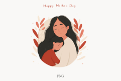 Happy Mothers Day Mom and Child Cute Floral Design Product Image 1