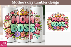 Mom Boss Floral Tumbler, Mothers day tumbler wrap Mom gift Product Image 1