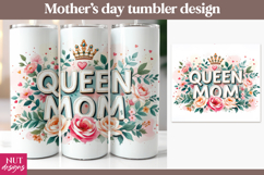Queen Mom Floral Tumbler sublimation, Mothers day tumbler Product Image 1
