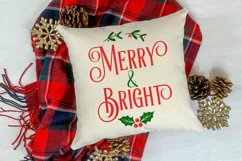 Christmas sign svg round farmhouse Merry and Bright, pillow Product Image 3