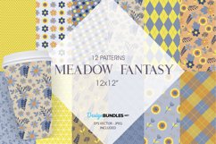 Meadow Fantasy Digital Paper, Meadow Fantasy Vector Patterns Product Image 1