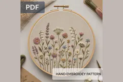 Wildflower Hand Embroidery Pattern 2 PDF, Floral Meadow Hoop Product Image 1