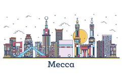 Outline Mecca Saudi Arabia City Skyline. Product Image 1