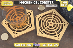 Multilayered Drink Coaster Laser Cut | Mechanical Style |CNC Product Image 1