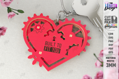 Mechanical Heart Keychain Laser Cut | Moving Gear Heart SVG Product Image 1