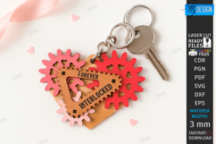 Mechanical Heart Keychains Laser Cut Bundle. Moving Gear SVG Product Image 7