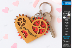 Mechanical Heart Keychain Laser Cut | Moving Gear Heart SVG Product Image 1
