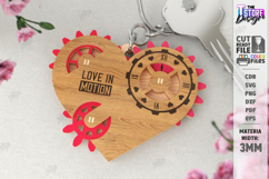 Mechanical Heart Keychain Laser Cut | Moving Gear Heart SVG Product Image 1