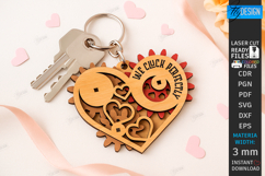 Mechanical Heart Keychain Laser Cut | Moving Gear Heart SVG Product Image 1