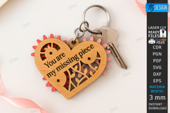 Mechanical Heart Keychain Laser Cut | Moving Gear Heart SVG Product Image 1