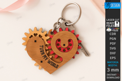 Mechanical Heart Keychains Laser Cut Bundle. Moving Gear SVG Product Image 6