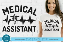 Medical Assistant svg with EKG and caduceus for Cricut or Silhouette crafters
