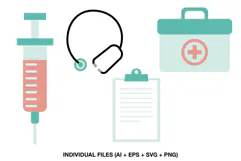 Medical clipart collection with four coordinated healthcare illustrations