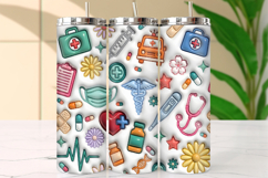 Medical Icons and Floral Pattern Tumbler Wrap Product Image 1