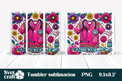 Nurse flower tumbler | Medical tumbler wrap | Nurse life PNG Product Image 1