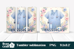 Nurse flower tumbler | Medical tumbler wrap | Nurse life PNG Product Image 1