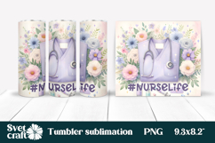 Nurse flower tumbler | Medical tumbler wrap | Nurse life PNG Product Image 1