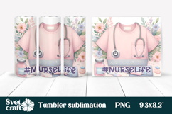 Nurse flower tumbler | Medical tumbler wrap | Nurse life PNG Product Image 1