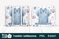 Nurse flower tumbler | Medical tumbler wrap | Nurse life PNG Product Image 1