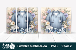 Nurse flower tumbler | Medical tumbler wrap | Nurse life PNG Product Image 1