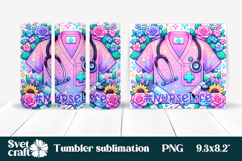 Nurse flower tumbler | Medical tumbler wrap | Nurse life PNG Product Image 1