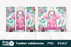 Nurse flower tumbler | Medical tumbler wrap | Nurse life PNG Product Image 1