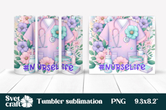 Nurse flower tumbler | Medical tumbler wrap | Nurse life PNG Product Image 1