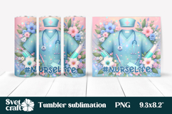 Nurse flower tumbler | Medical tumbler wrap | Nurse life PNG Product Image 1