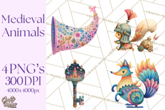 Medieval Animal Knights Heraldic Woodland Creatures Fantasy Product Image 1