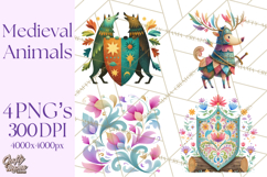 Medieval Animal Knights Heraldic Woodland Creatures Fantasy Product Image 1