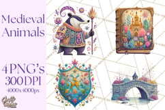 Medieval Animal Knights Heraldic Woodland Creatures Fantasy Product Image 1