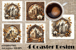 Medieval Castle Coaster PNG | Gothic Fantasy Sublimation Product Image 1