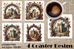 Medieval Castle Coaster PNG | Gothic Fantasy Sublimation Product Image 1