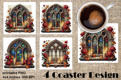 Medieval Castle Coaster PNG | Gothic Fantasy Sublimation Product Image 1