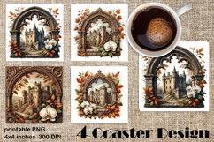 Medieval Castle Coaster PNG | Gothic Fantasy Sublimation Product Image 1
