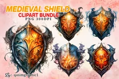Medieval Shield Sublimation Clipart, Medieval Shield Watercolor Clipart, Shield Bundle, Clipart, Shield Watercolor, Shield PNG, Shield Sublimation Clipart, Medieval Shield Illustration, Digital Print, Digital Download
