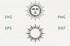 Medieval Sun with face &amp; Sunburst SVG Product Image 1