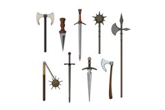 medieval weapon set cartoon vector illustration Product Image 1