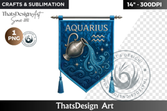 Aquarius Zodiac sign Clipart, Astrology, horoscope banner Product Image 1