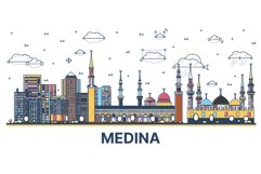Outline Medina Saudi Arabia City Skyline. Product Image 1