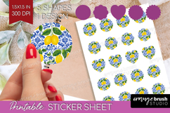 Mediterranean Round Sticker - Summer Printable Sticker Sheet Product Image 1