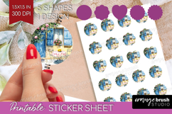 Mediterranean Round Sticker - Summer Printable Sticker Sheet Product Image 1