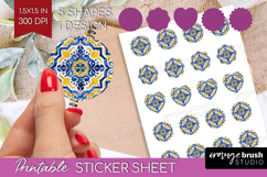 Mediterranean Round Sticker - Summer Printable Sticker Sheet Product Image 1