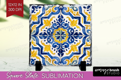 Mediterranean Slate PNG - Summer Square Slate Sublimation Product Image 1