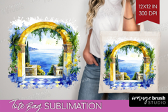 Mediterranean Tote Bag - Summer Tote Bag PNG Sublimation Product Image 1