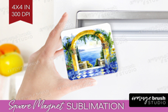 Mediterranean Magnet Sublimation - Summer Square Magnet PNG Product Image 1