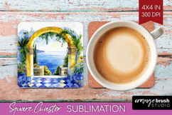 Mediterranean Square Coaster - Summer Coaster PNG Product Image 1