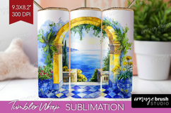 Mediterranean Tumbler Wrap - Summer Tumbler PNG Sublimation Product Image 1